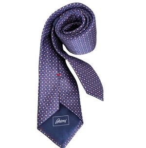 Brioni Italy Silk Blue/White Geometric Pattern Tie....59x 3.25